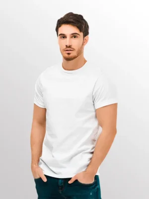 Image of model wearing STATESIDE MAINE Mens T Shirt in White