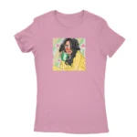 Women's Azalea T-shirt with a morning coffee muse illustration, perfect for coffee lovers, from Apparel by Cetakshop.