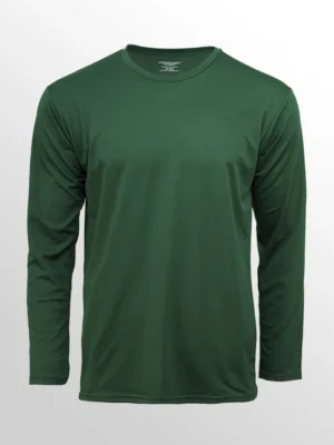 Image of Crossrunner Dry Pique Long Sleeve Jersey, CRR36400 Round Neck Long Sleeve Sportswear T-Shirt in Forest Green