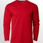 Image of Crossrunner Dry Pique Long Sleeve Jersey, CRR36400 Round Neck Long Sleeve Sportswear T-Shirt in Red