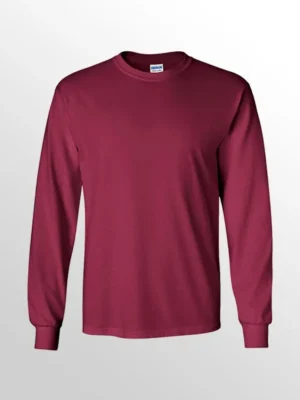 Image of GILDAN Ultra Cotton Long Sleeve T Shirt, GILDAN 2400 in Maroon.