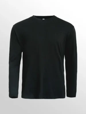 Image of North Harbour Round Neck Long Sleeve Plain T shirt, NHR11400 (UNISEX) in Black