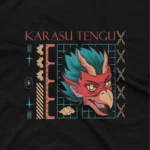 close up image of Apparel by Cetakshop Karasu Tengu Graphic Tee - legendary Japanese mythos. in Black. The image shows a mythical creature graphic tees.