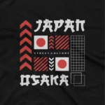 close up image of Apparel by Cetakshop Osaka Street Culture Graphic Tee - heartbeat of urban Japan. in Black. The image shows a osaka streetwear graphic tees.