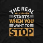 close up image of Apparel by Cetakshop Motivational Workout Quote Graphic Tee - stay motivated in style. in Black. The image shows a motivational workout quote graphic tees.