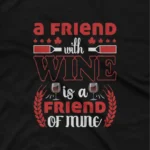 close up image of A Black tee celebrating friendship with a wine motif, from Apparel by Cetakshop, for friends who share a love for wine. The image shows a wine t shirts.