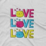 close up image of Love Faces Tee by Apparel by Cetakshop. Love Love Love with Cute Faces kids t-shirt design from Apparel by Cetakshop on a white tee.