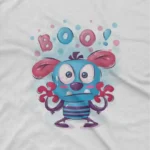 close up image of Cartoon Monster Tee by Apparel by Cetakshop. A playful cartoon monster featured on a kids White t-shirt, ideal for adding a fun twist to your child's wardrobe.