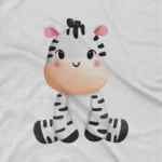 close up image of Zebra Tee by Apparel by Cetakshop. A sweet zebra graphic on a kids White t-shirt, for a walk on the wild side in style.