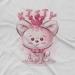 close up image of Crowned Kitty Tee by Apparel by Cetakshop. A cute kitten with a crown on a kids White t-shirt, for majestic style.