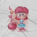 close up image of Love Potion Magic Tee by Apparel by Cetakshop. Enchanting White t-shirt for kids with a love potion design, brought to you, for a magical addition to your little one's attire.