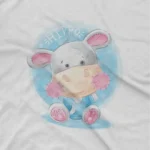 close up image of Ballerina Hippo Tee by Apparel by Cetakshop. White kids t-shirt with an adorable hippo ballerina illustration and 'HIPPOS' lettering, crafted.