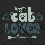 close up image of Cat Lover Tee by Apparel by Cetakshop. T Shirt for women decorated with Cat Lover Whimsical design print.