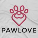 close up image of Paw Print Love Tee by Apparel by Cetakshop. T Shirt for women decorated with 'Pawlove' T-shirt design print with a cute paw design print symbolizing love for pets.